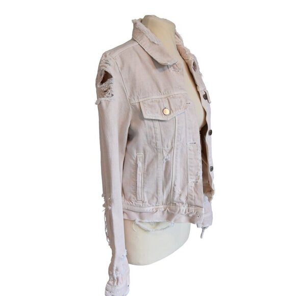 J Brand Jacket Harlow Distressed Trucker Moto Jacket Grunge Size Small Denim - Picture 3 of 15